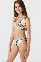 O'Neill Girls Mikah Floral Fixed Tri Set BLK 12