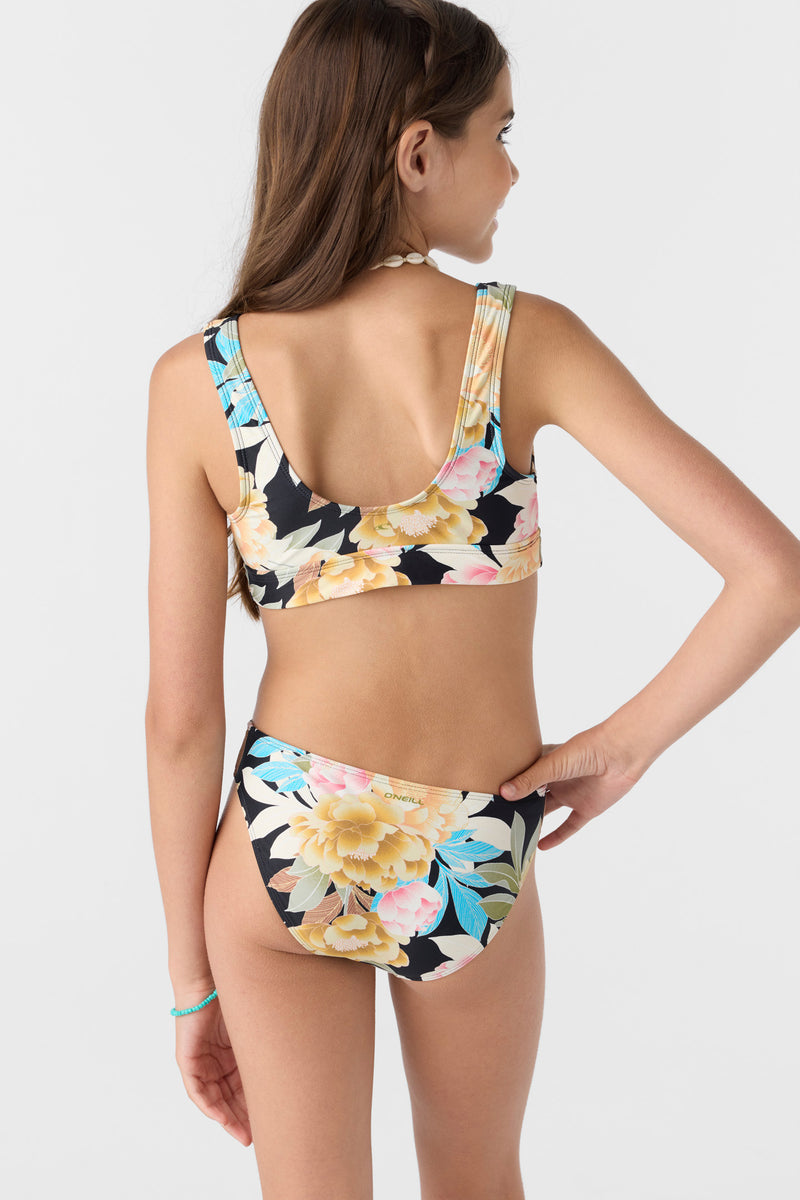 O'Neill Girls Mikah Floral Fixed Tri Set BLK 16