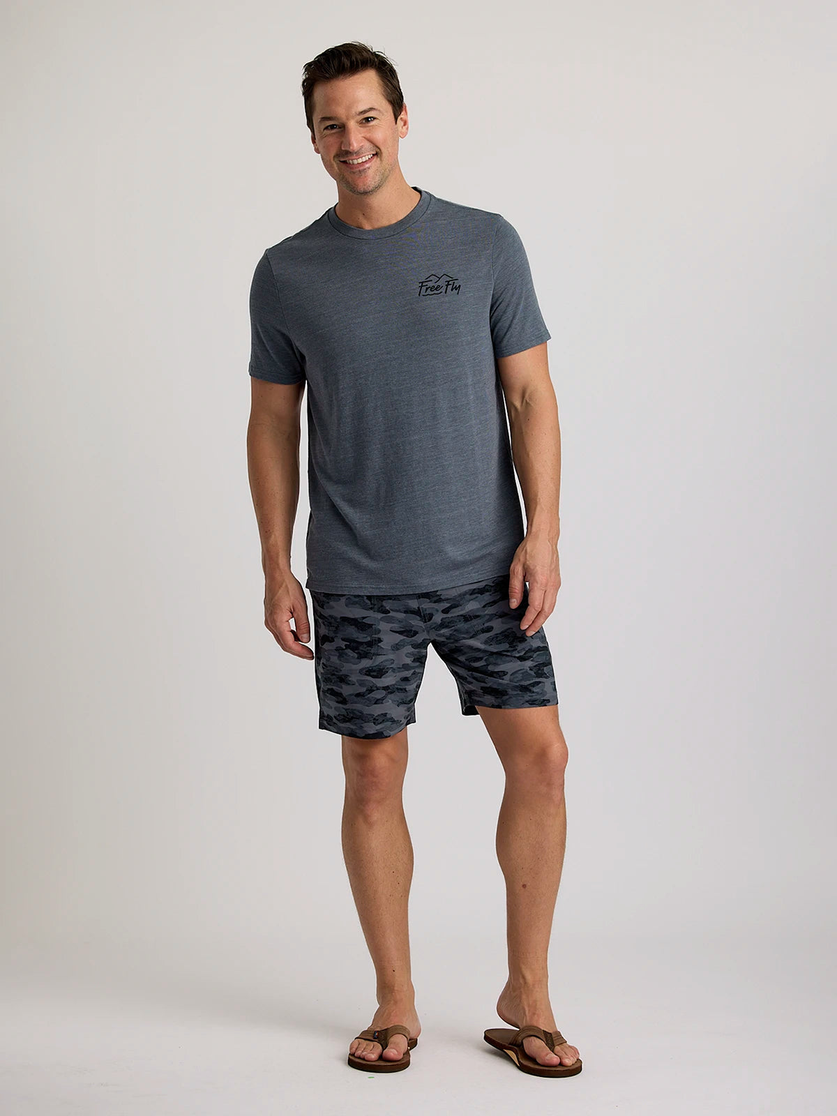 Free Fly Men's Lined Active  Breeze Short - 7 Camo-Black S