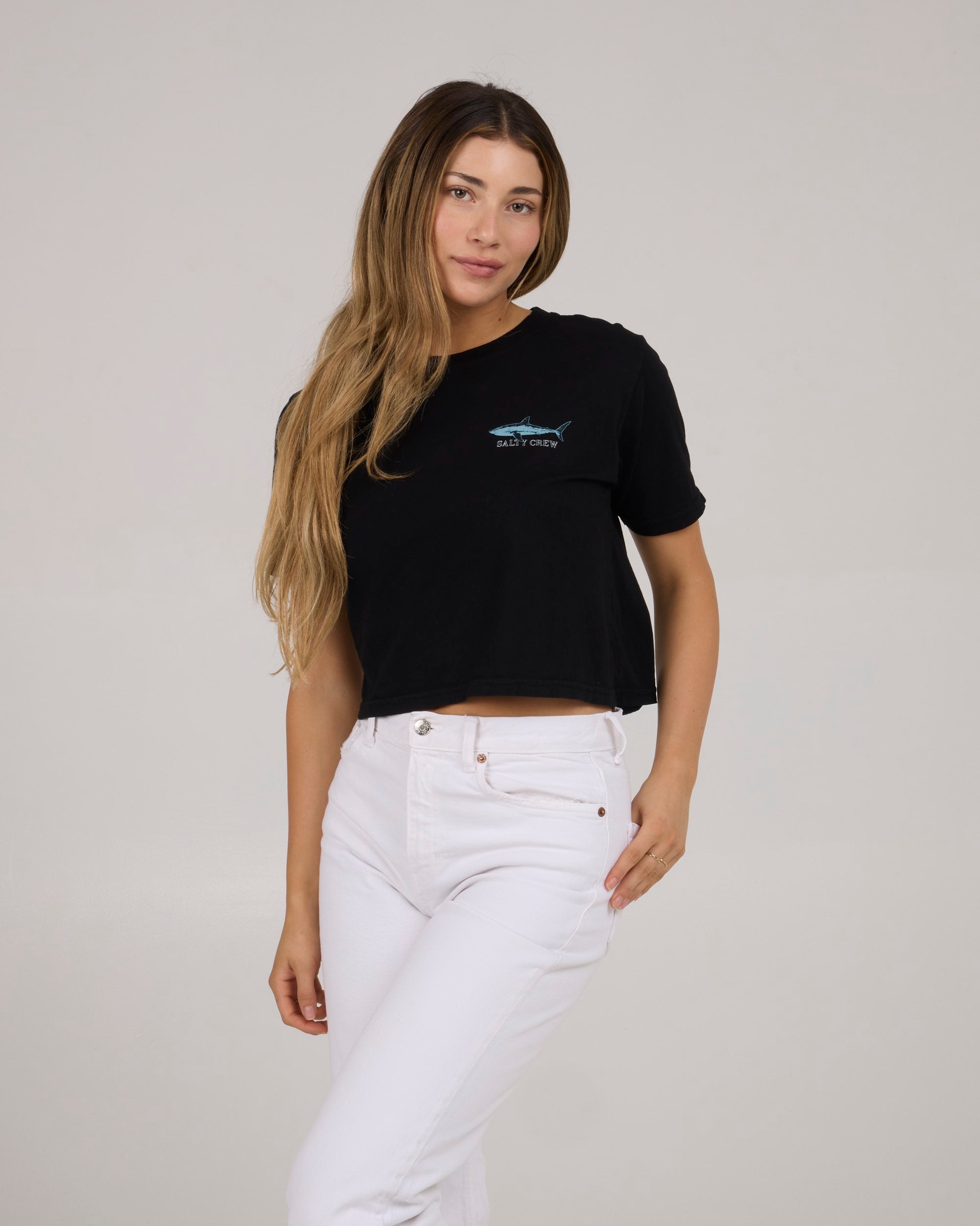 SALTY CREW BROTHER BRUCE CROP TEE BLACK S