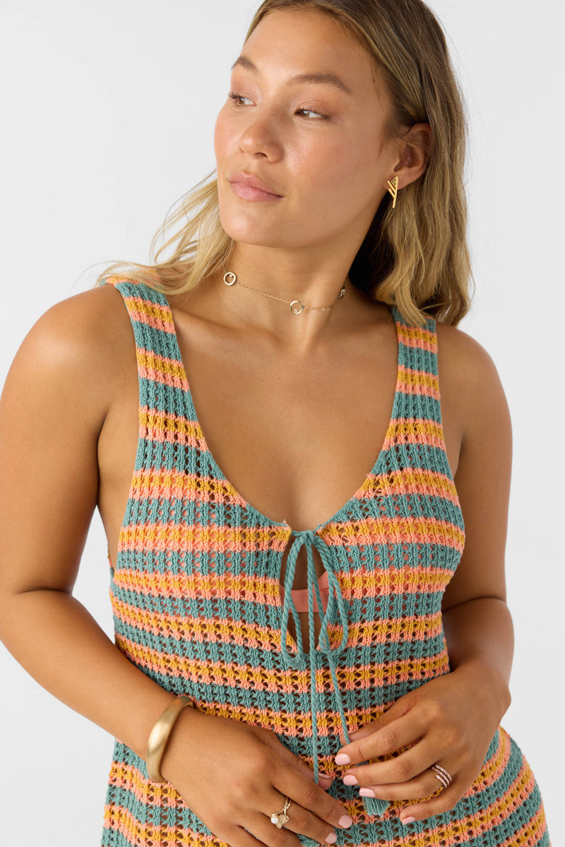 O'NEILL RYAN STRIPE MINI COVER-UP DRESS MUL L