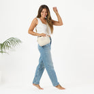 Aloha Mid Zip Clutch Petite Check - Latte OS