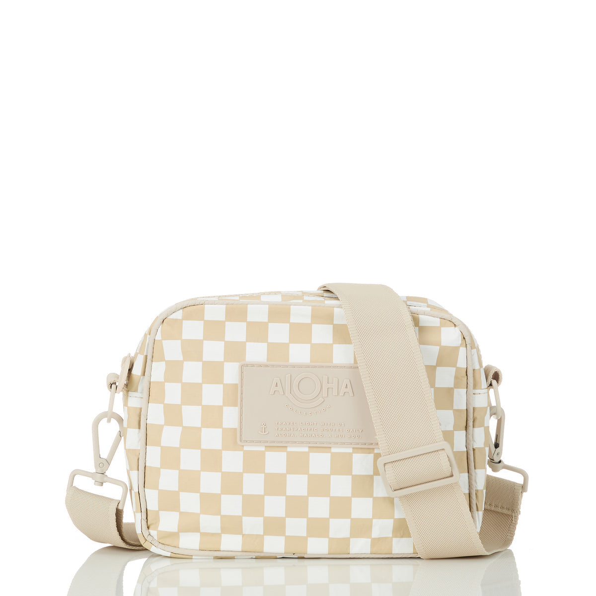 Aloha Mid Zip Clutch Petite Check - Latte OS