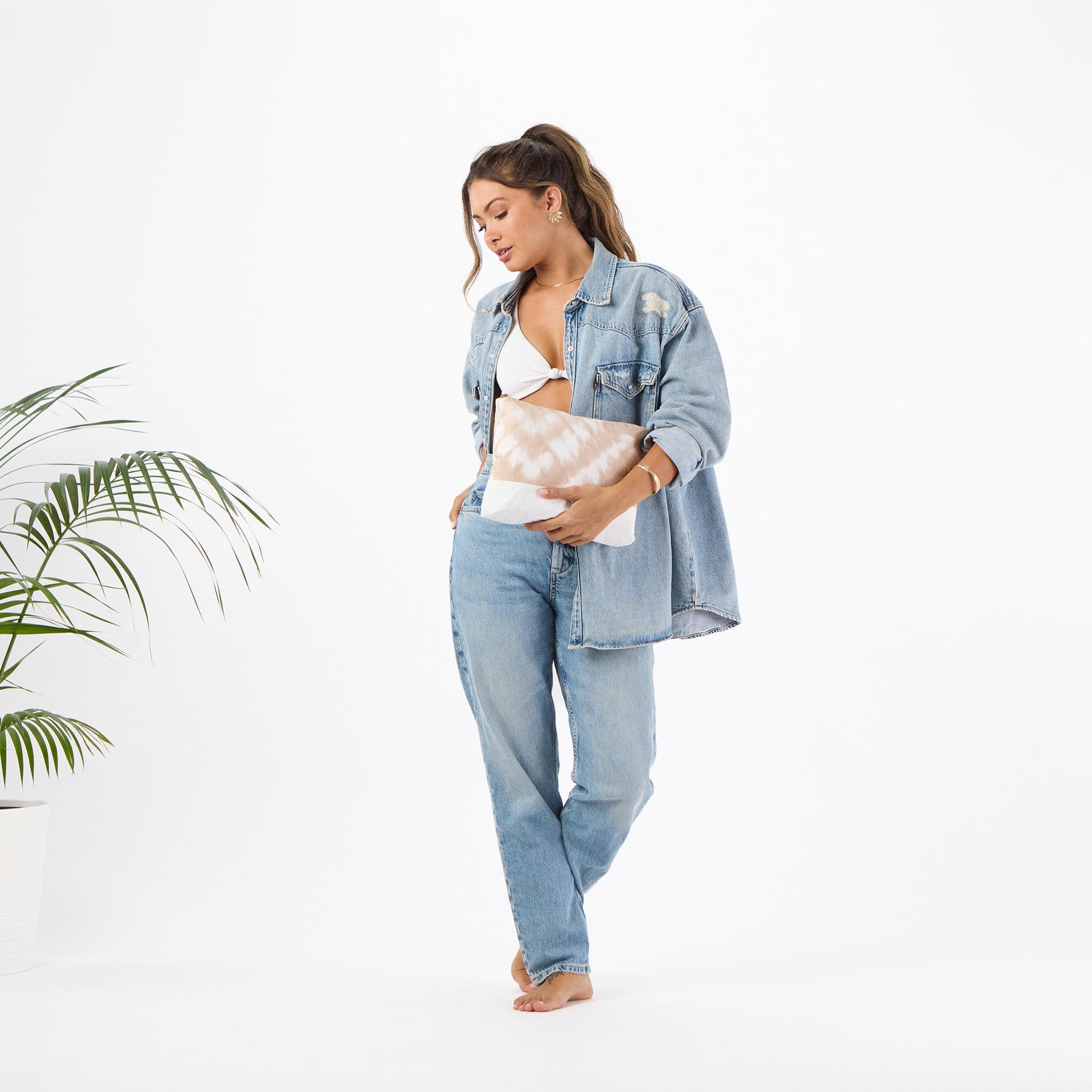 Aloha Mid Zip Clutch Shibori - Sandstone OS