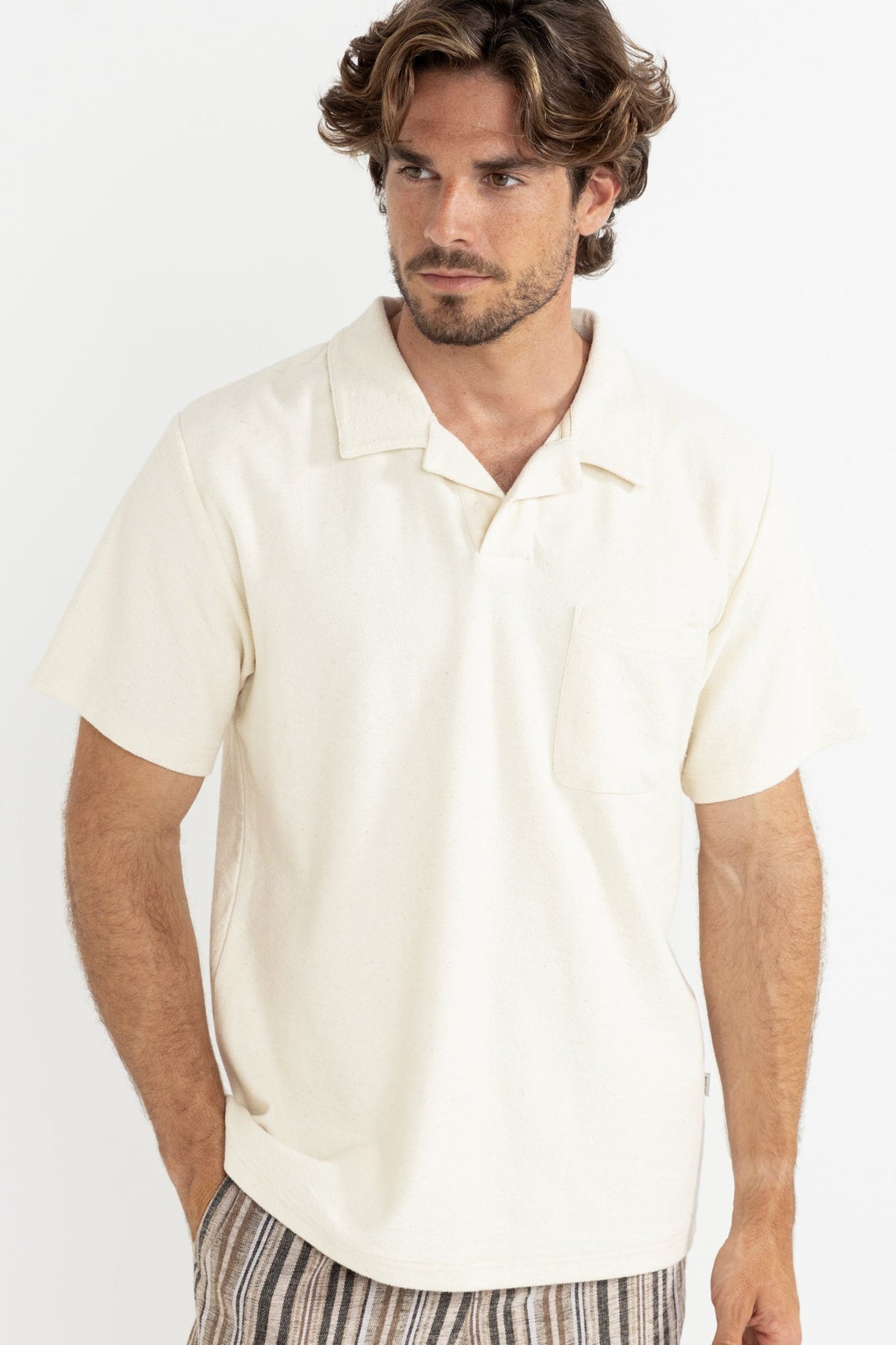 RHYTHM VINTAGE TERRY POLO NAT-NATURAL 3L