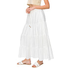 CALI 1850 FLOWY TIERED MAXI SKIRT White M