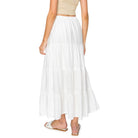 CALI 1850 FLOWY TIERED MAXI SKIRT White S