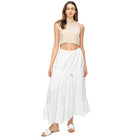 CALI 1850 FLOWY TIERED MAXI SKIRT White M