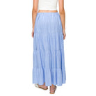 CALI 1850 FLOWY TIERED MAXI SKIRT Blue M