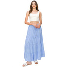 CALI 1850 FLOWY TIERED MAXI SKIRT Blue L