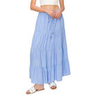 CALI 1850 FLOWY TIERED MAXI SKIRT Blue L