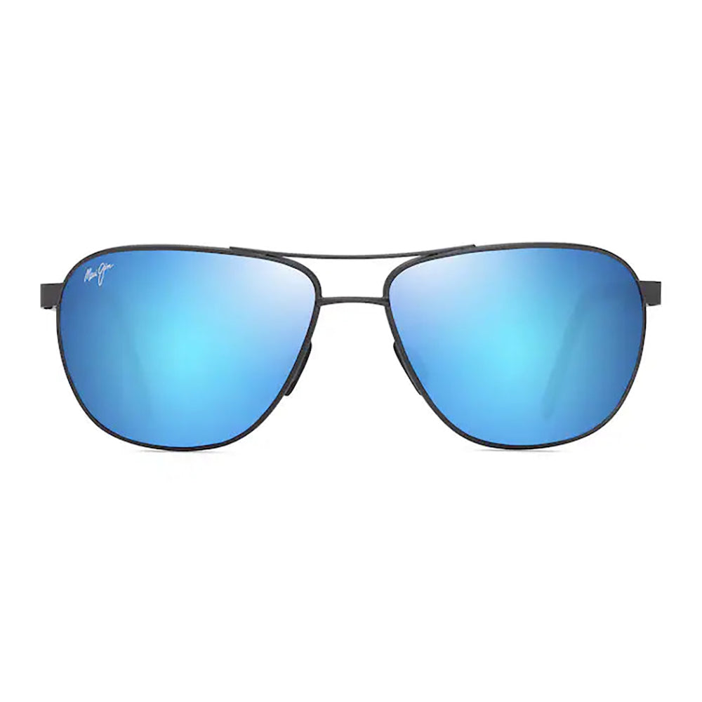 Maui Jim Castles Sunglasses MatteDK Ruthenium BlueHawaii Aviator