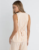 RHYTHM TIDE STRIPE LONG  VEST NAT-NATURAL 1XS