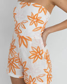 RHYTHM SANCTUARY FLORAL STRAPLESS ROMPER WHT-WHITE 4L