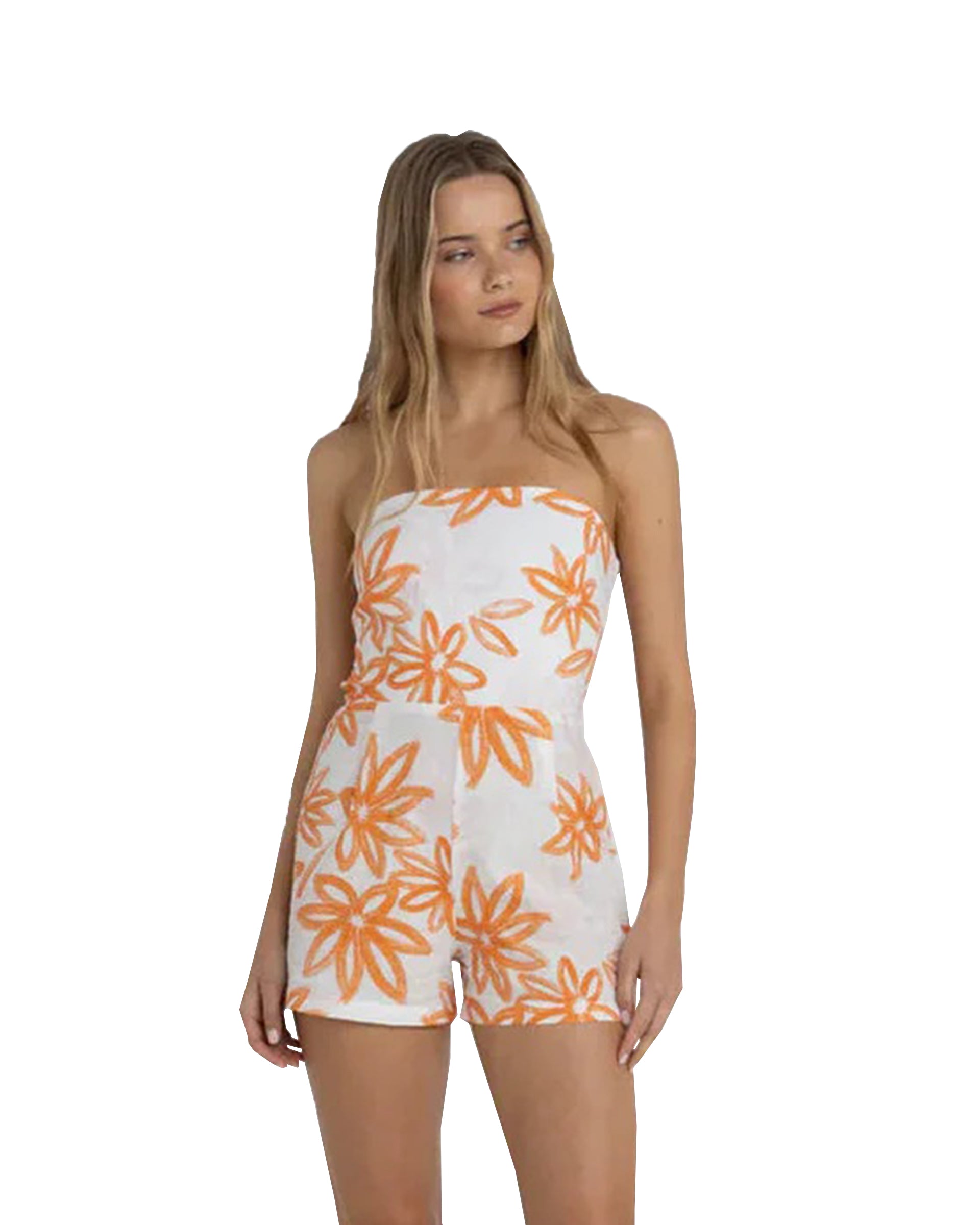 RHYTHM SANCTUARY FLORAL STRAPLESS ROMPER