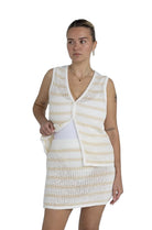 RHYTHM SOL STRIPE KNIT MINI SKIRT WHT-WHITE 2S