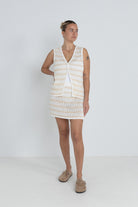 RHYTHM SOL STRIPE LONGLINE  KNIT VEST WHT-WHITE 4L