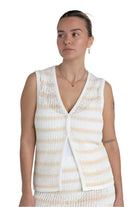 RHYTHM SOL STRIPE LONGLINE  KNIT VEST WHT-WHITE 4L