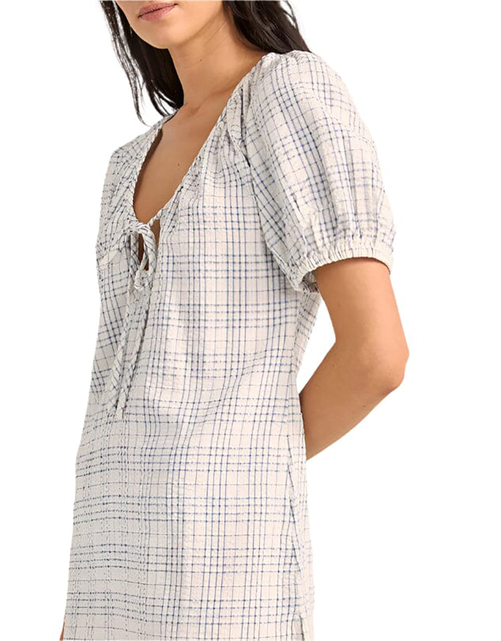 RHYTHM DESI PLAID MINI DRESS BLU-BLUE 1XS
