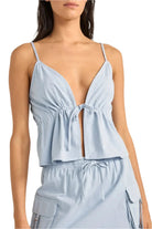 RHYTHM DOLLY RUFFLE TOP BLU-DUSTY BLUE 1XS