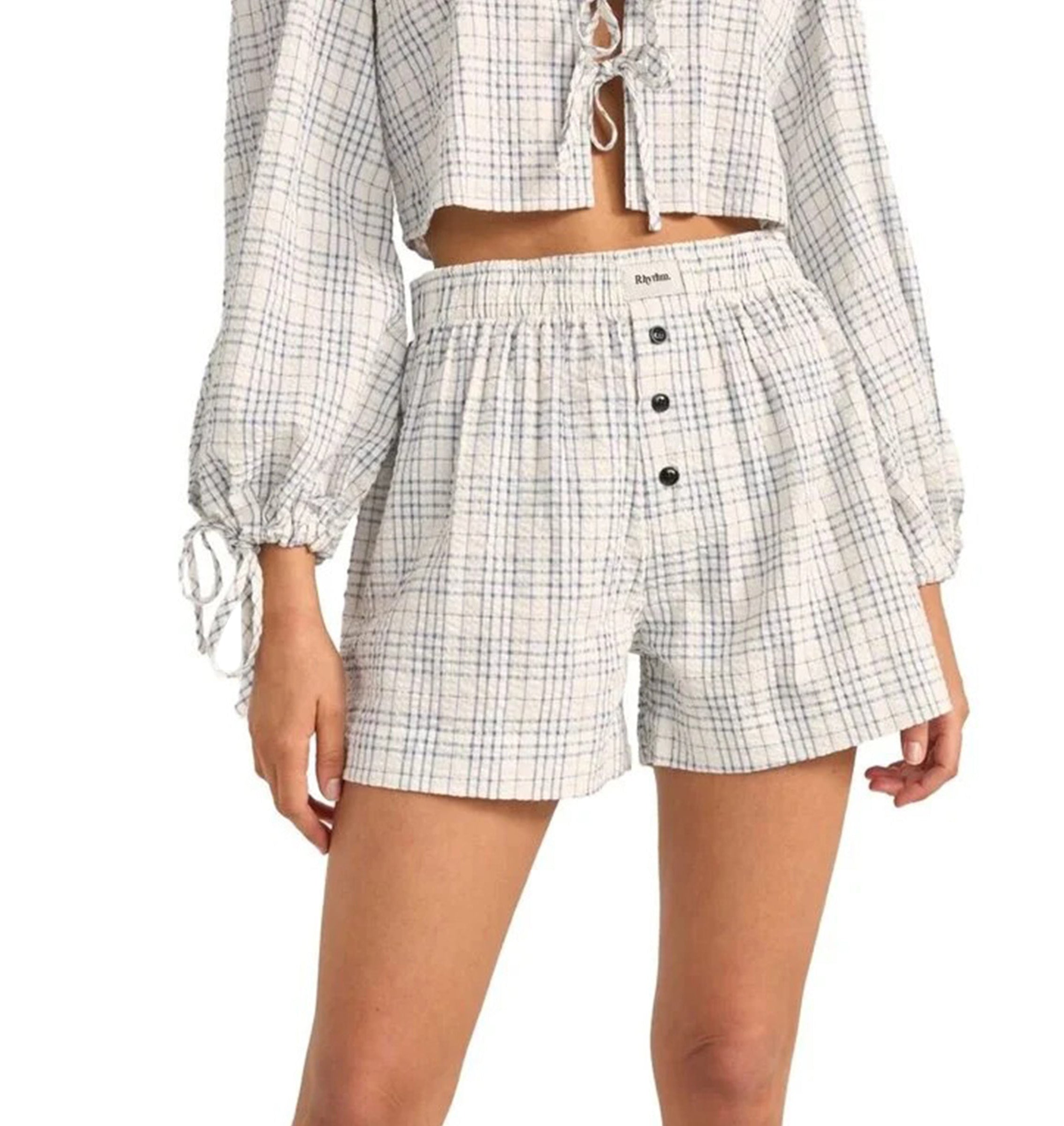 RHYTHM DESI PLAID BOXER SHORTS BLU-BLUE 06