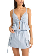 RHYTHM DOLLY CARGO MINI SKIRT BLU-DUSTY BLUE 2S