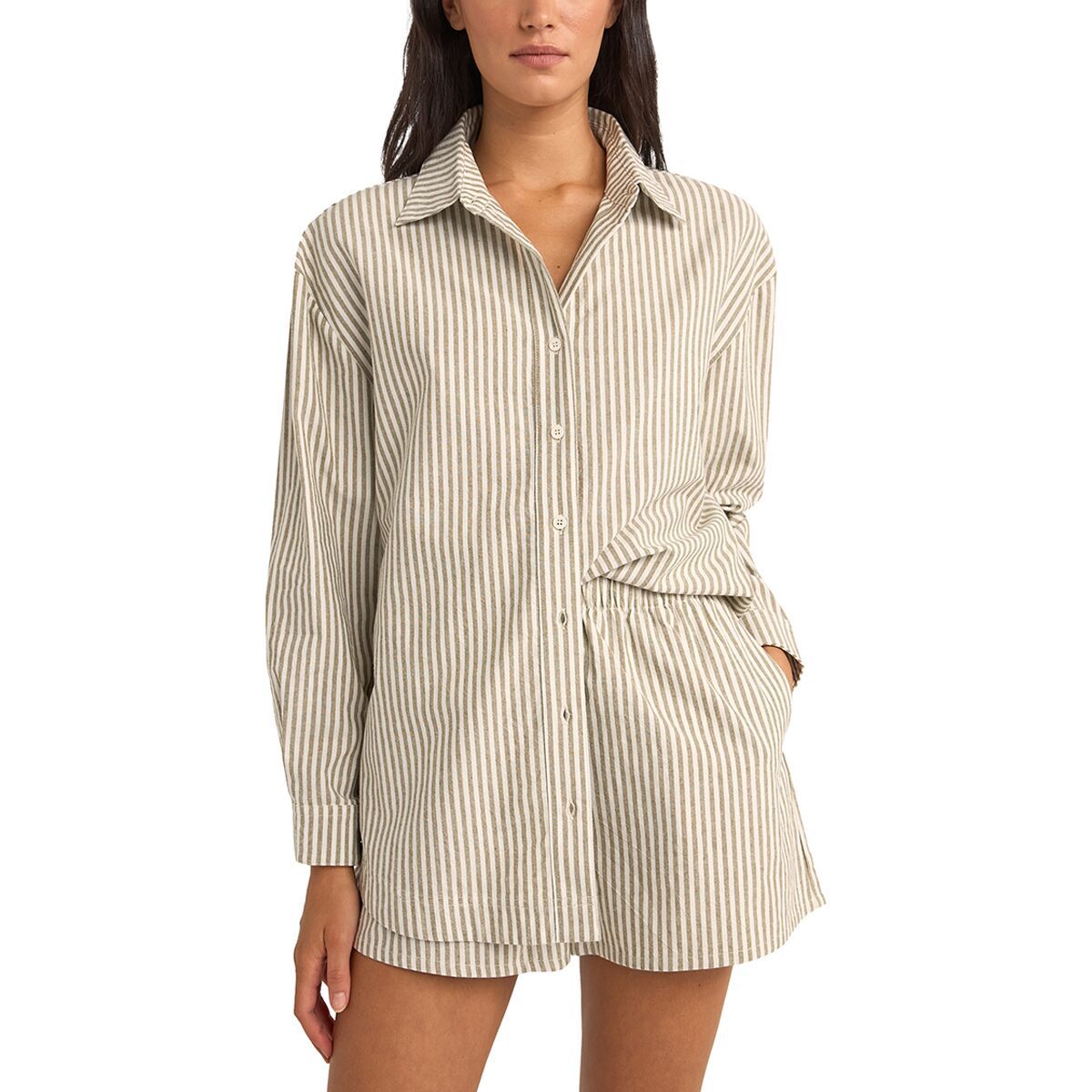 RHYTHM VALLEY STRIPE OVERSIZED SHIRT IVY 2S