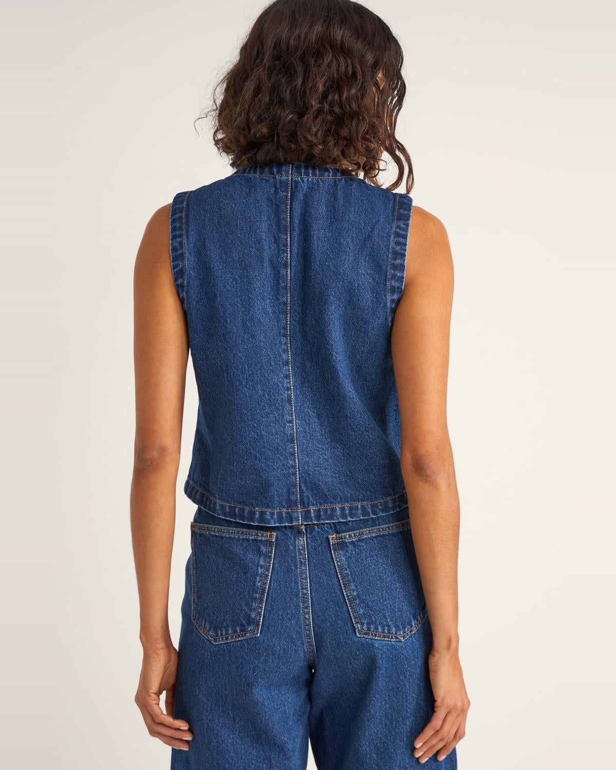 RHYTHM GIA DENIM VEST IND-INDIGO 3M