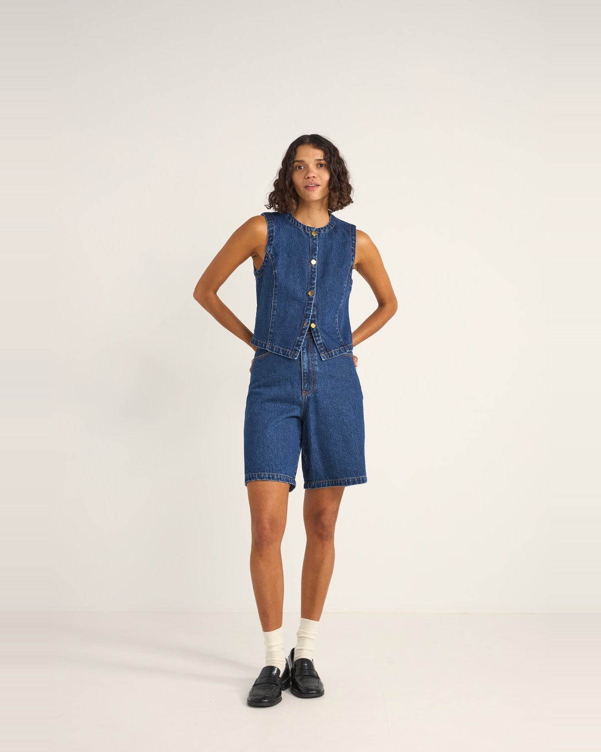 RHYTHM GIA DENIM VEST IND-INDIGO 3M