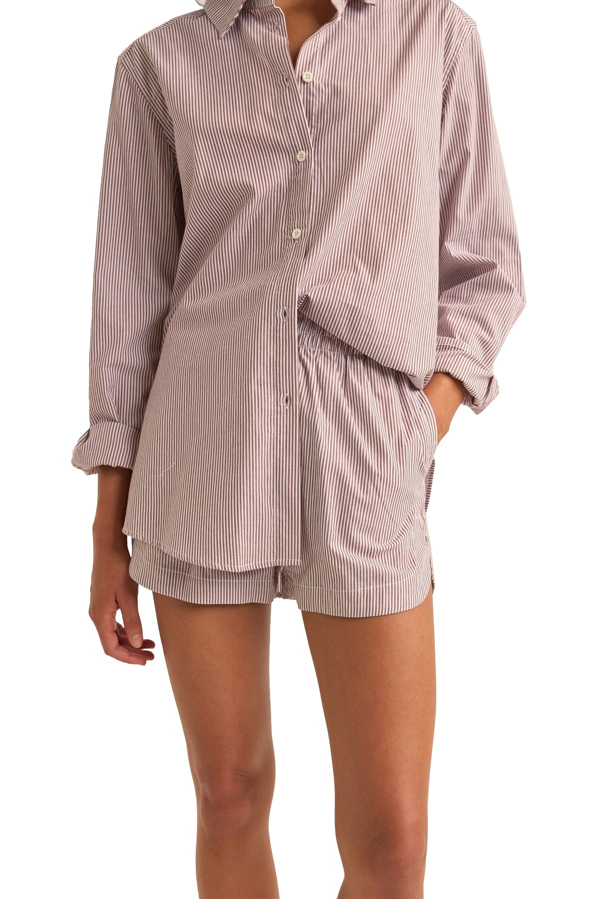 RHYTHM ZEPHYR STRIPE BEACH  SHORT CHO-CHOCOLATE 1XS