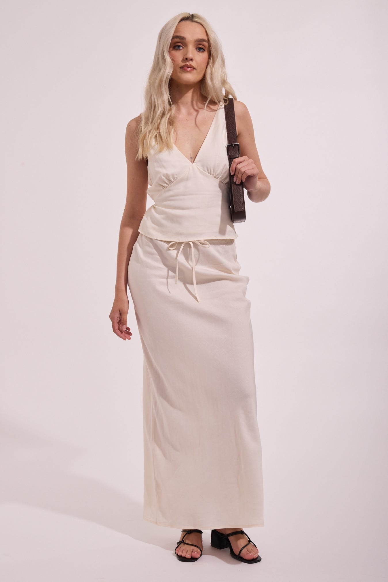 Rhythm Bias Cut Maxi Skirt CRE-CREAM M