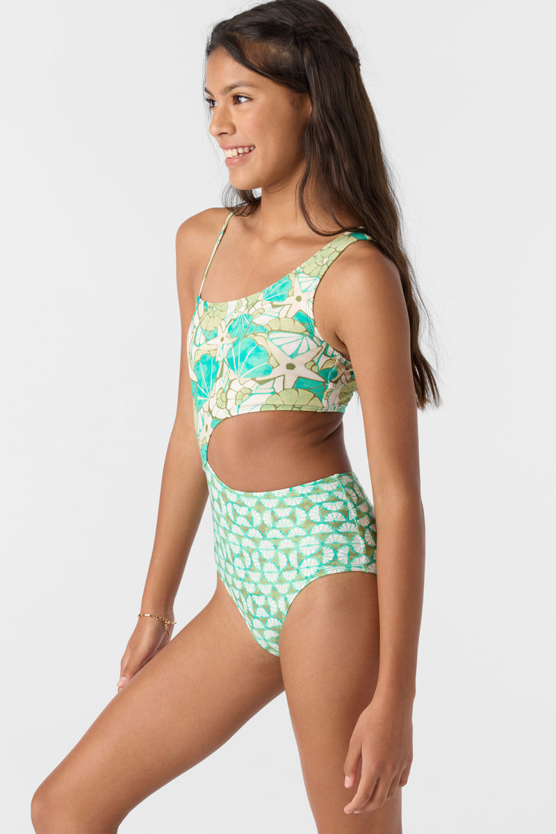 O'Neill Girls Shell Abstract Asymm One Piece  MUL 8