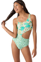 O'Neill Girls Shell Abstract Asymm One Piece  MUL 14