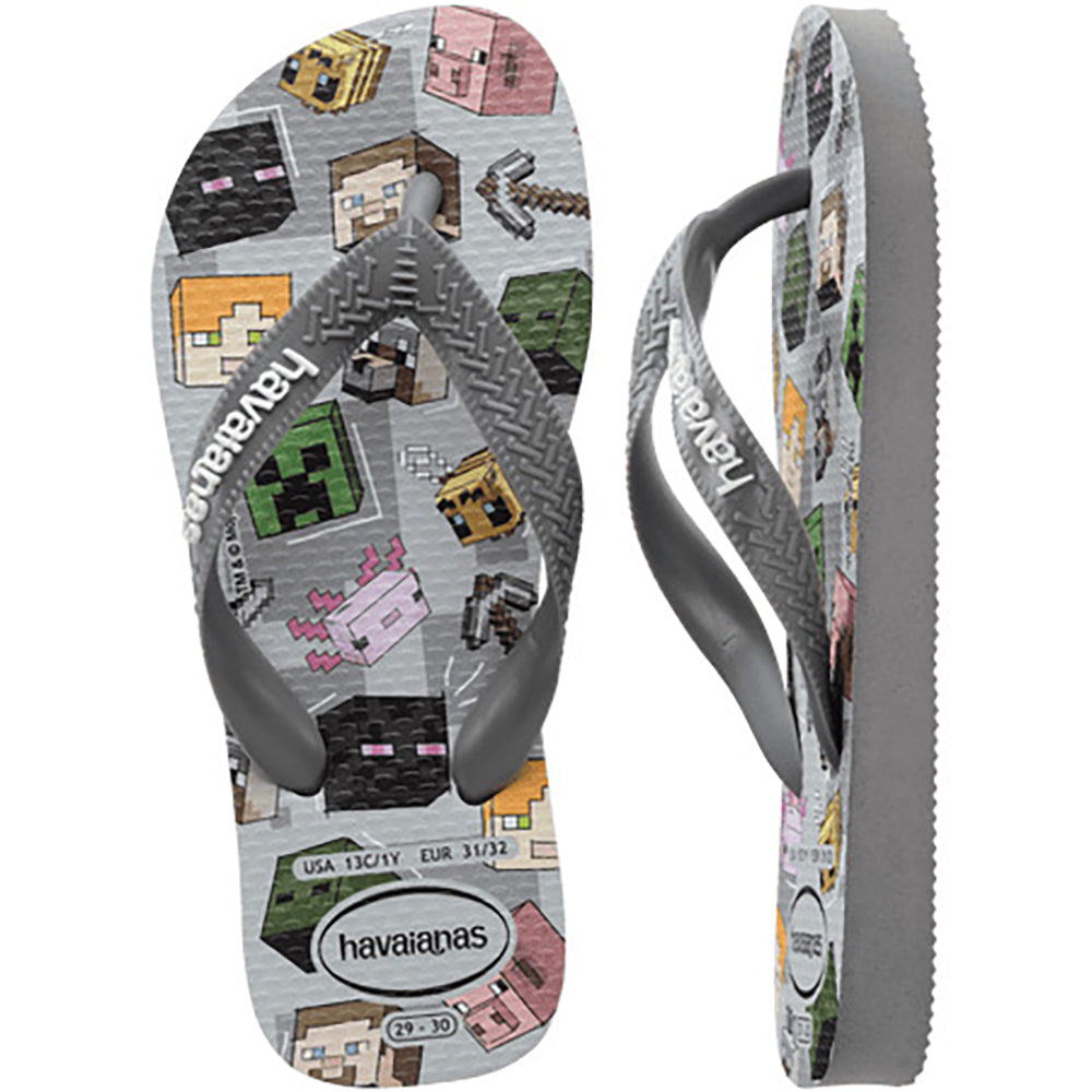 Havaianas Kids Top Minecraft Boys Sandal 5178-Steel Grey 3 Y