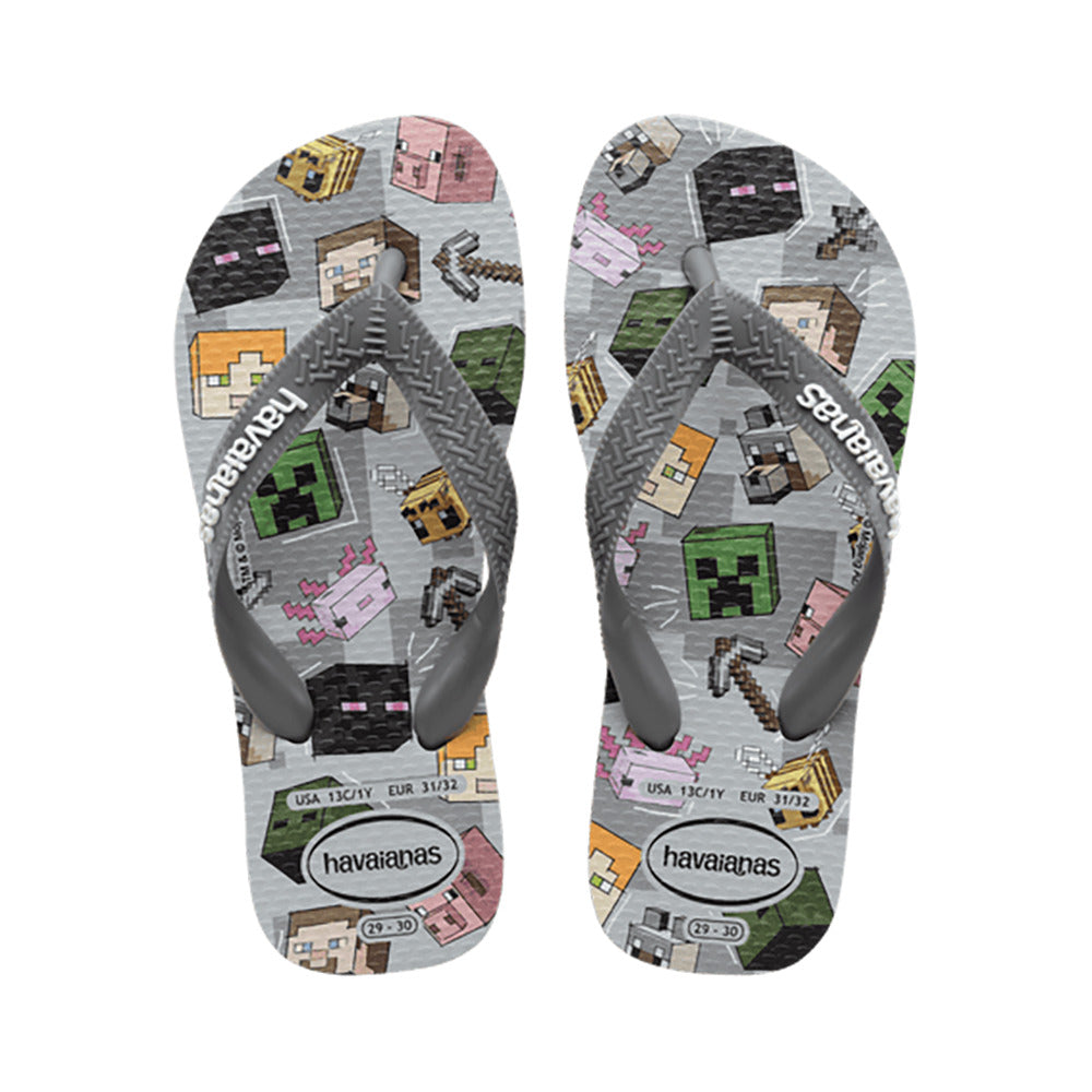 Havaianas Kids Top Minecraft Boys Sandal 5178-Steel Grey 10 C
