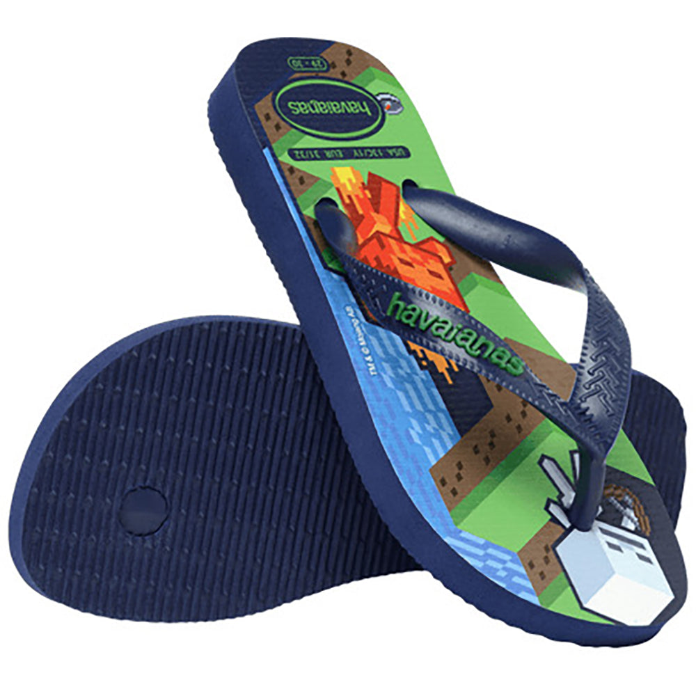 Havaianas Kids Top Minecraft Boys Sandal 0555-Navy Blue 2 Y