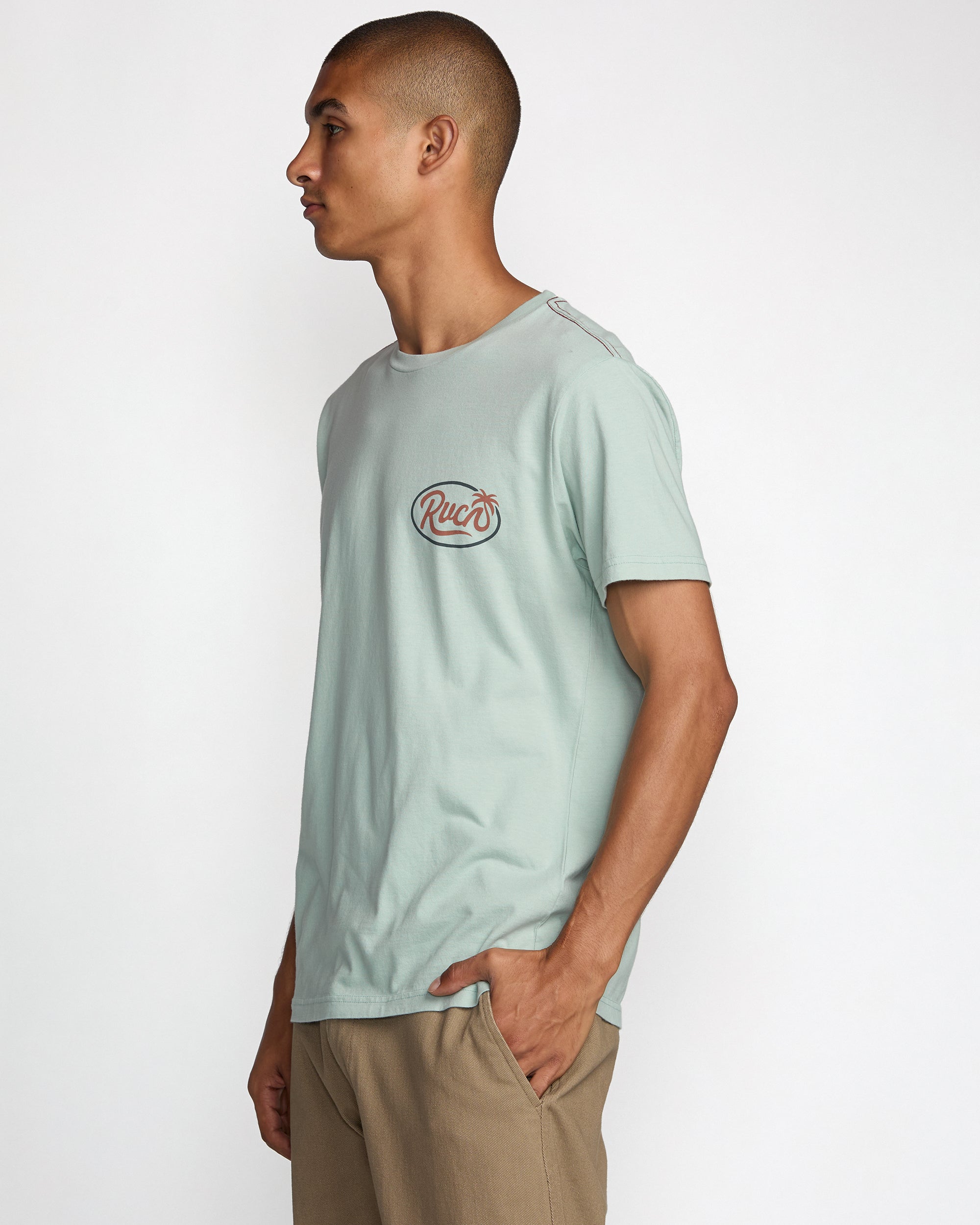 RVCA FROND SCRIPT SS BN4-BLUE HAZE XL