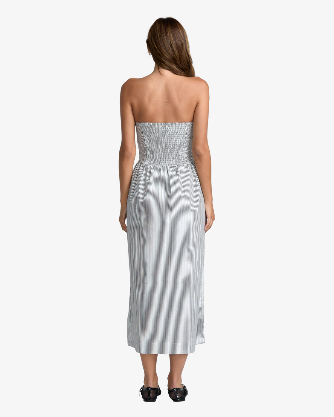 RVCA FLORENCE DROP WAIST MIDI DRESS PTK-PIRATE BLACK L