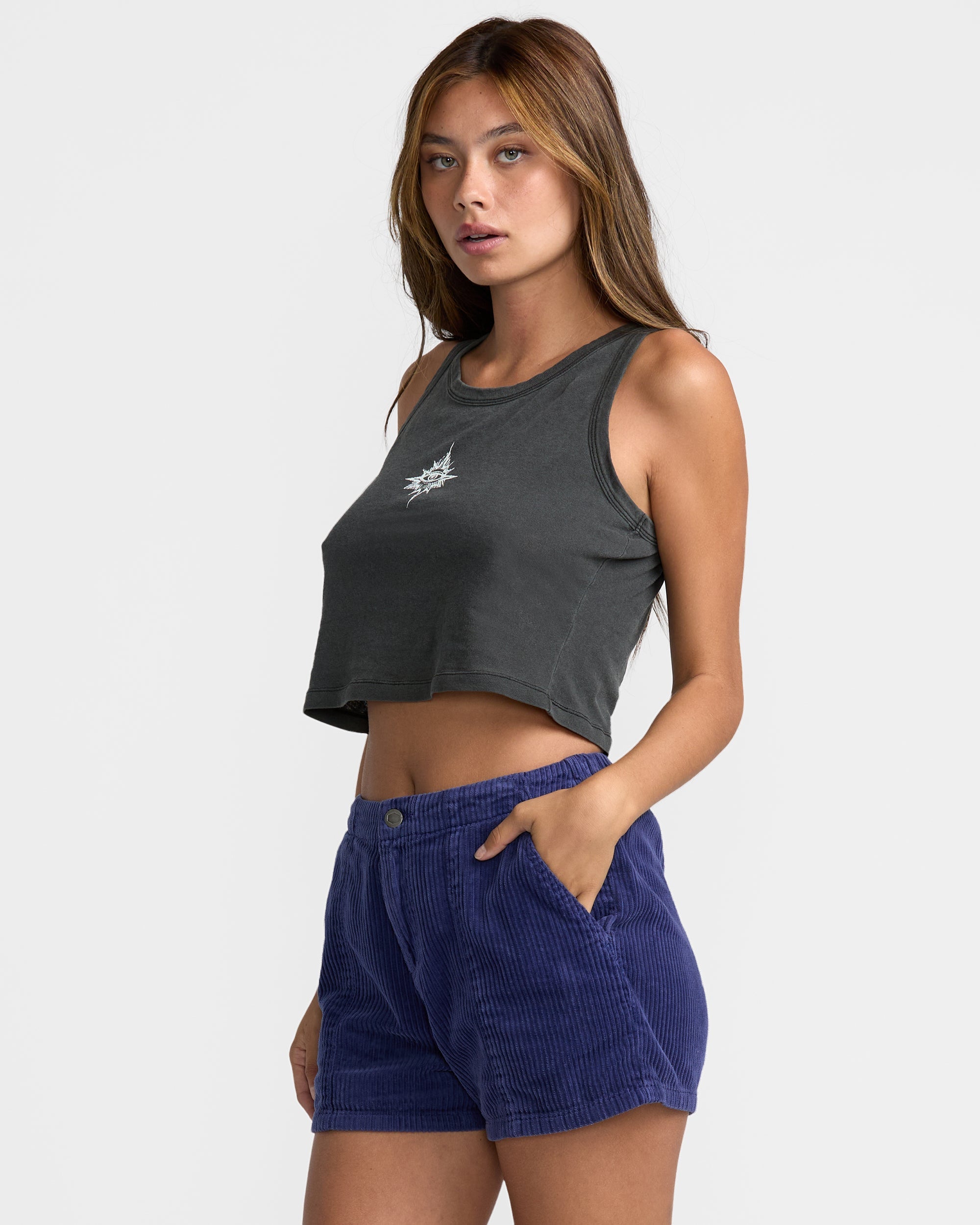 RVCA FLOW TANK WAA-WASHED BLACK S