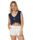 Roxy Beach Bound Crochet Vest BSR M