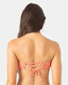 Roxy Flower Power Lace Up Bandeau Bikini Top RDR L
