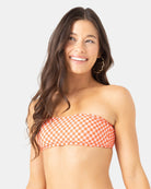 Roxy Flower Power Lace Up Bandeau Bikini Top RDR L