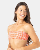 Roxy Flower Power Lace Up Bandeau Bikini Top RDR M