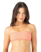 Roxy Flower Power Lace Up Bandeau Bikini Top RDR M