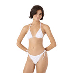 Roxy Crochet Mini Tiki Tri Bikini Top WHT S