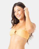 Roxy Crochet Ring Bandeau Bikini Top PPY M