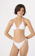 Roxy Crochet Tie Side Cheeky Bikini Bottom WHT XS
