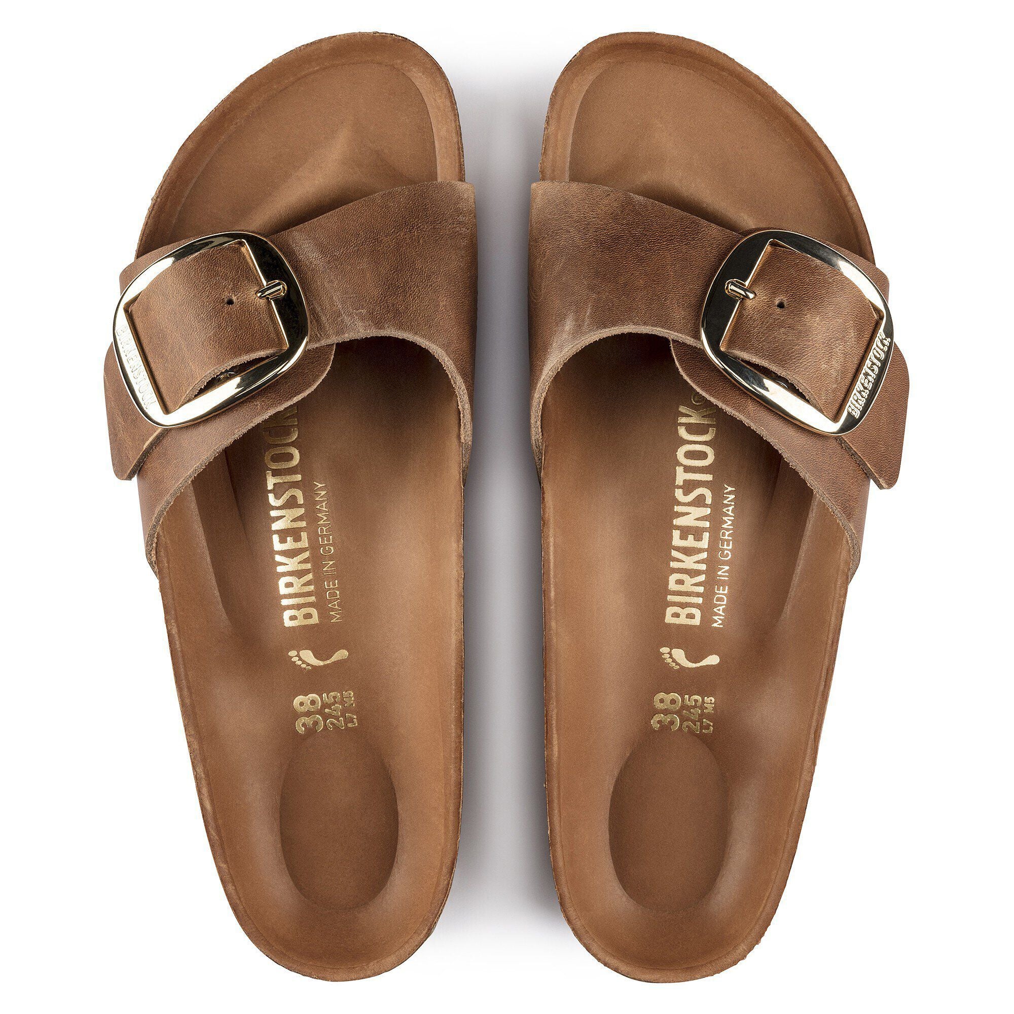 Birkenstock Madrid Big Buckle Womens Sandal Oiled Leather-Cognac 7