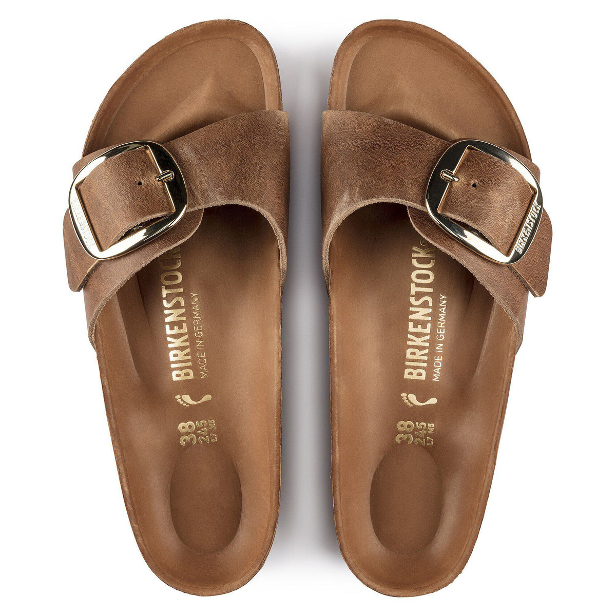 Birkenstock Madrid Big Buckle Womens Sandal Oiled Leather-Cognac 10
