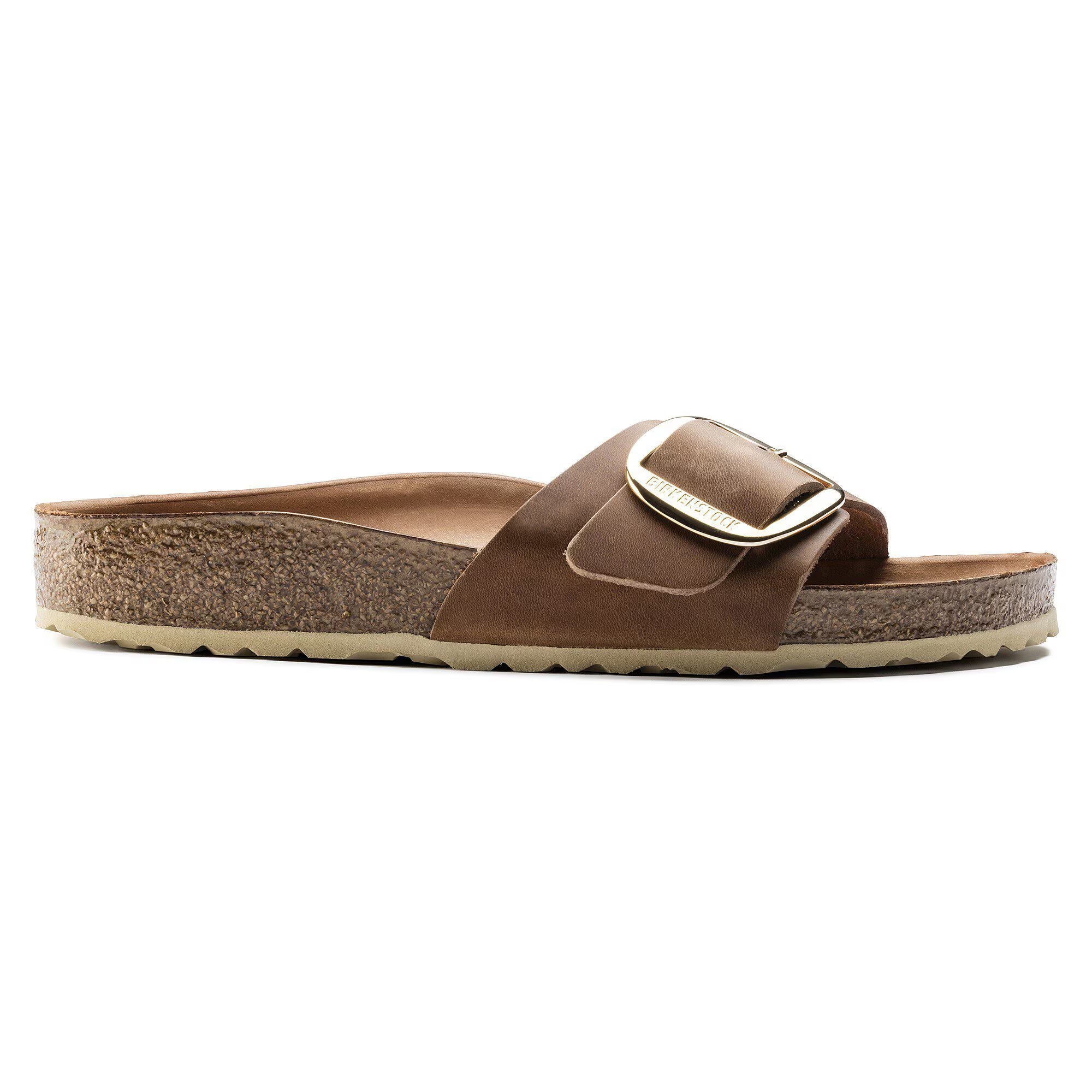 Birkenstock Madrid Big Buckle Womens Sandal Oiled Leather-Cognac 10